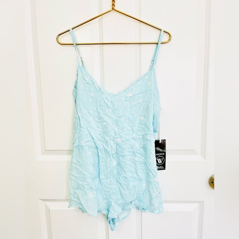 Nwt Wildfox starry rio light blue play suit romper swimsuit coverup